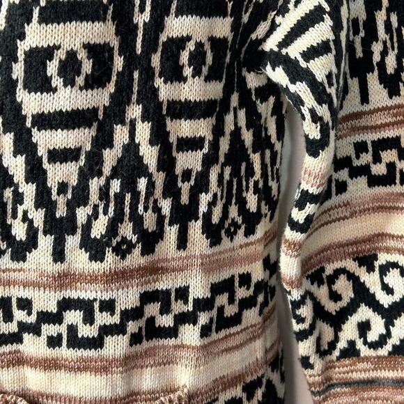 Lucky Brand Jacquard Cotton Blend Boyfriend Cardigan Western Sweater Size Small - Picture 10 of 15